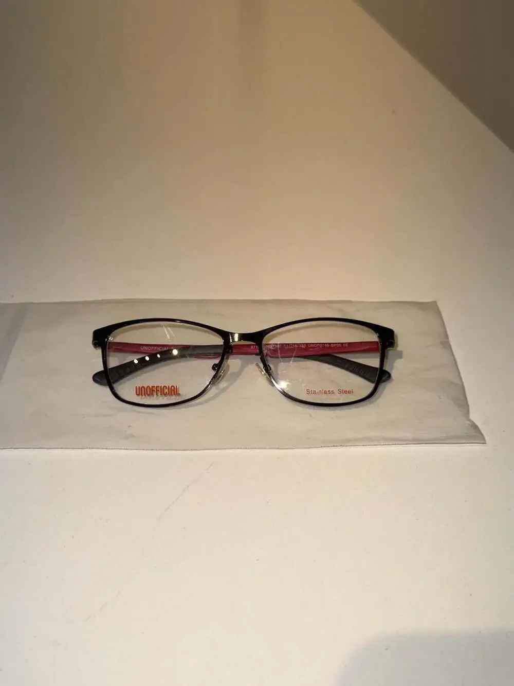 Unofficial UNOF0145 BP00 Black Red Oval Eyeglasses Frames